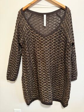 Free People Joan New Romantics knit tunic dress sweater copper thread